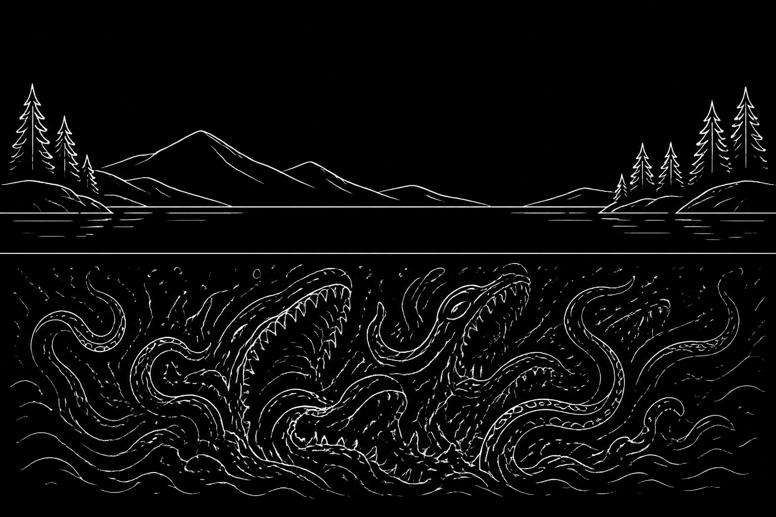 An illustration showing the hidden chaos of a materialized view refresh beneath a calm surface, representing hidden costs.