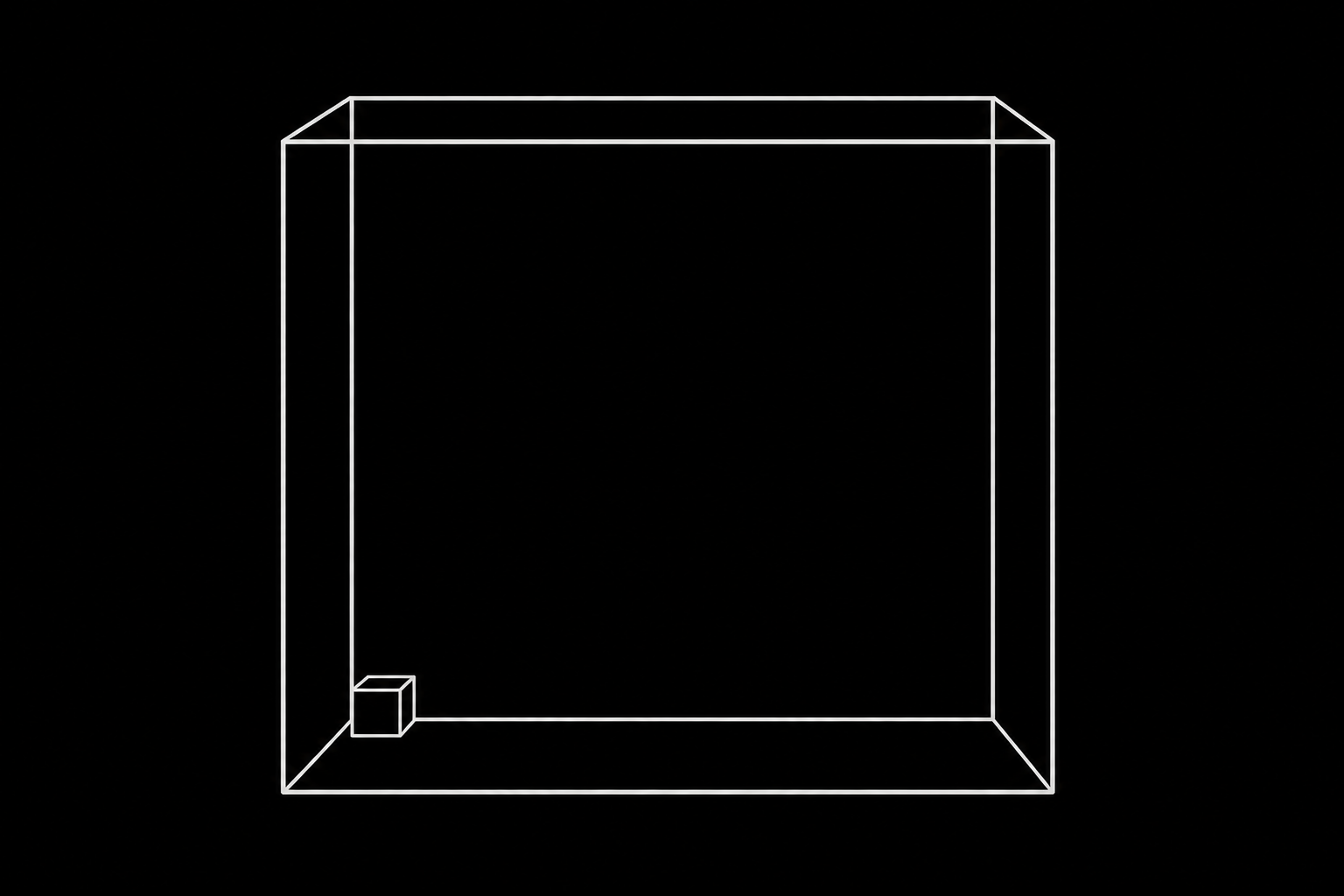 Line art illustration of a tiny workload inside a vast, empty database instance container.