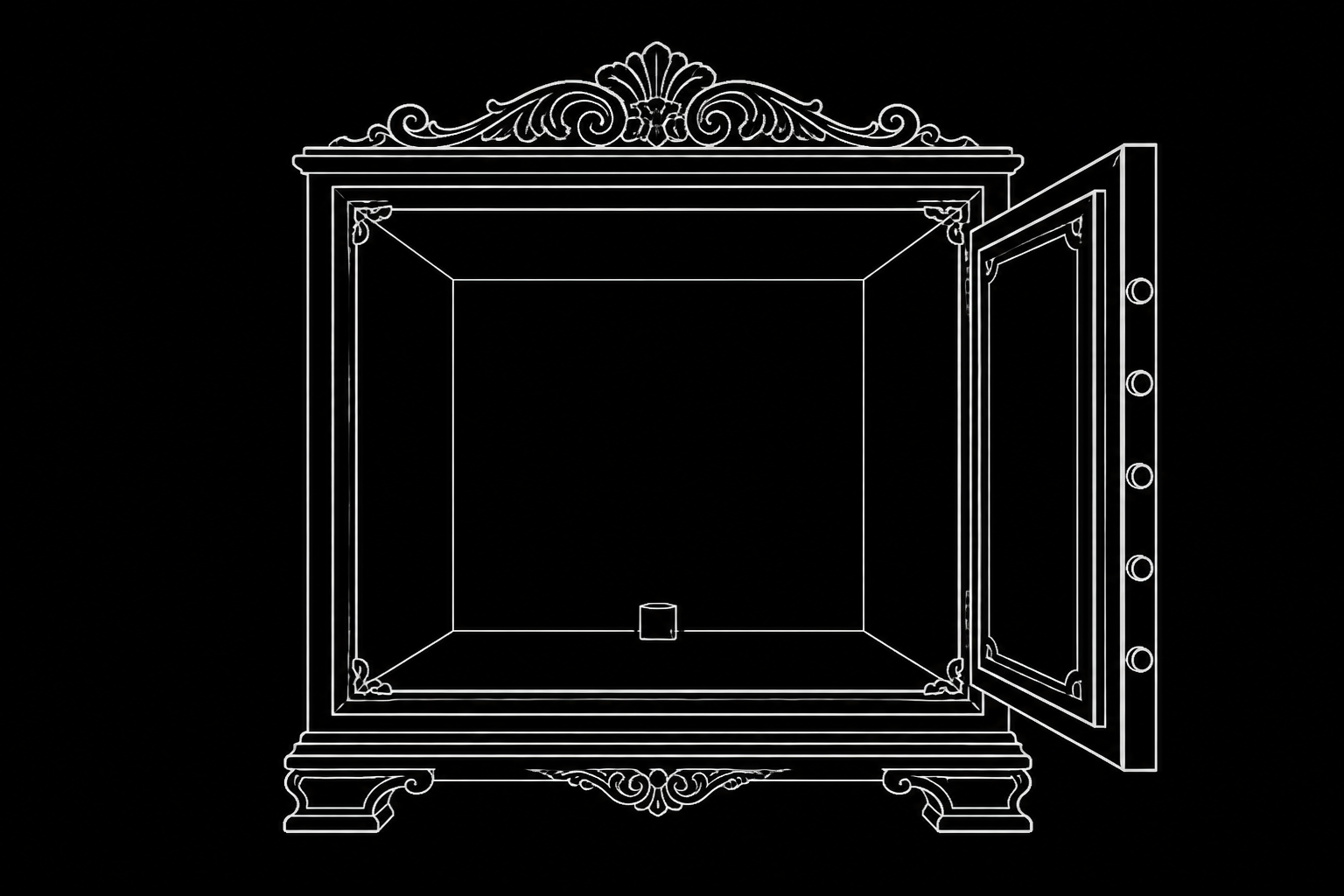 An illustration showing a huge, over-engineered box holding a very small object.