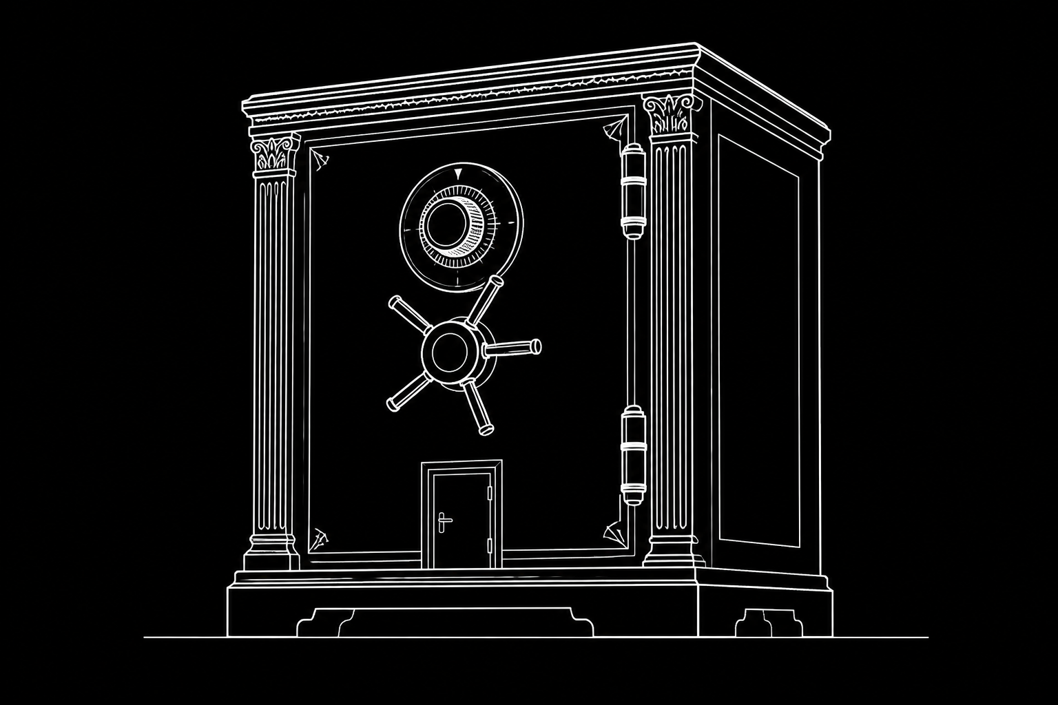 An overprovisioned database instance visualized as a large safe with a small door.